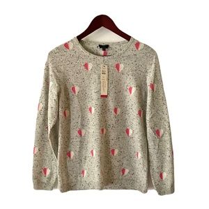 NWT 100% PURE CASHMERE Talbots Sweater with Duo-Toned Hearts and Dots - Size M
